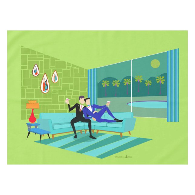 Retro Romantisches Gay Couple Tablett Tischdecke (Vorderseite (Horizontal))