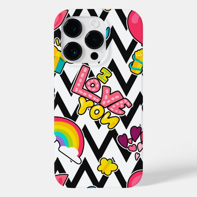 Retro Romantisches Muster Case-Mate iPhone 14 Pro Hülle (Rückseite)