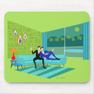 Retro-romantisches schwules Pärchen-Mauspad Mousepad