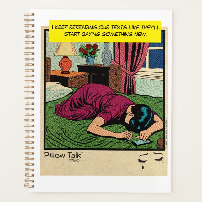 Retro-Romanze-Comic: Design für weinerliches Kisse Planer (Vorderseite)
