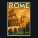 Retro Rome, Italien Vintag Art-Deco-Reisen Poster<br><div class="desc">Dies ist ein Retro Rom,  Italien Tourismus-Grafik inklusive dem Kolosseum und Petersdom im Vintagen Art Deko Stil.</div>
