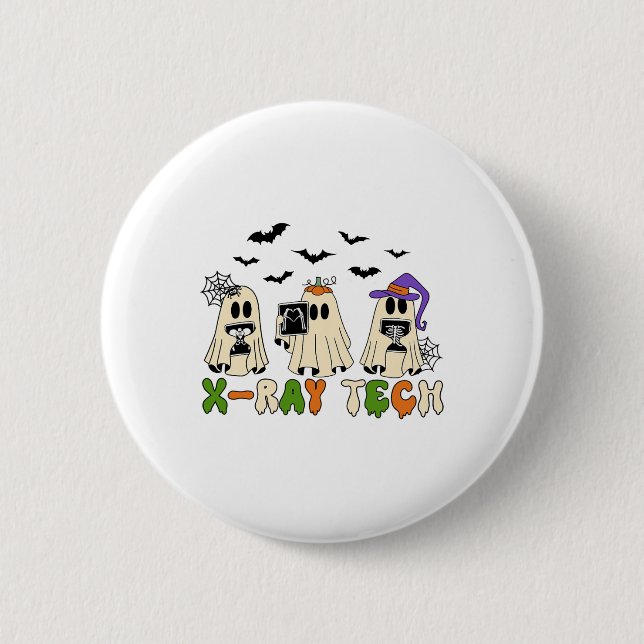Retro Röntgen Tech Halloween Ghost Radiology Ghost Button (Vorderseite)