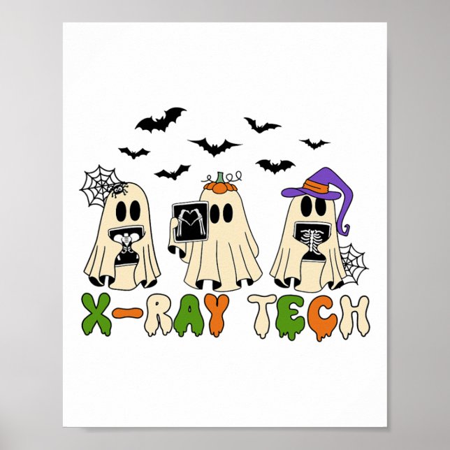 Retro Röntgen Tech Halloween Ghost Radiology Ghost Poster (Vorne)