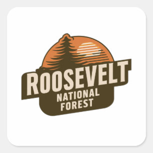 Retro Roosevelt National Forest Quadratischer Aufkleber