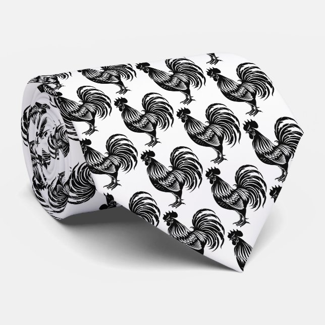 Retro Rooster-Silhouette Krawatte (Gerollt)