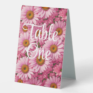 Retro-Rosa-Blumen-Daisy-Muster Tischaufsteller
