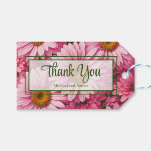 Retro rosa Blumenmuster mit Gänseblümchen Geschenkanhänger
