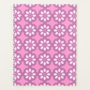 Retro-Rosa-Blüten-Muster Planer