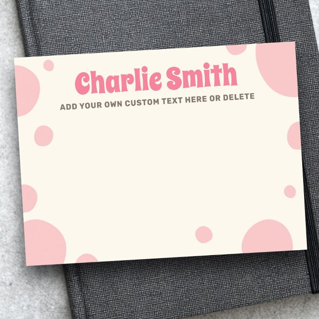 Retro-Rosa-Bublegum-individuelle Name Post-it Klebezettel (Retro pink bubblegum custom name post-it notes)