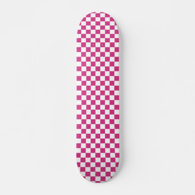 Retro rosa Checkered Pattern Checkerboard der 90er Skateboard (Vorne)