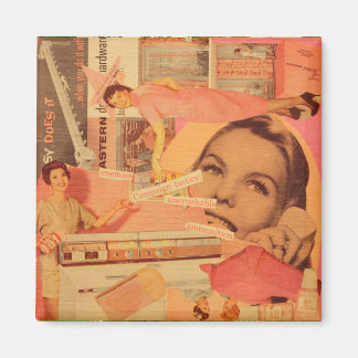 Retro-Rosa-Collage-Magnet Magnet