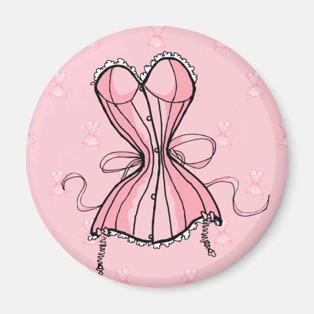 Retro Rosa Corset Magnet (Vorne)
