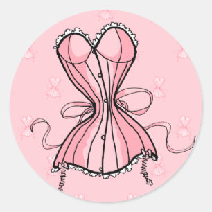 Retro Rosa Corset Runder Aufkleber