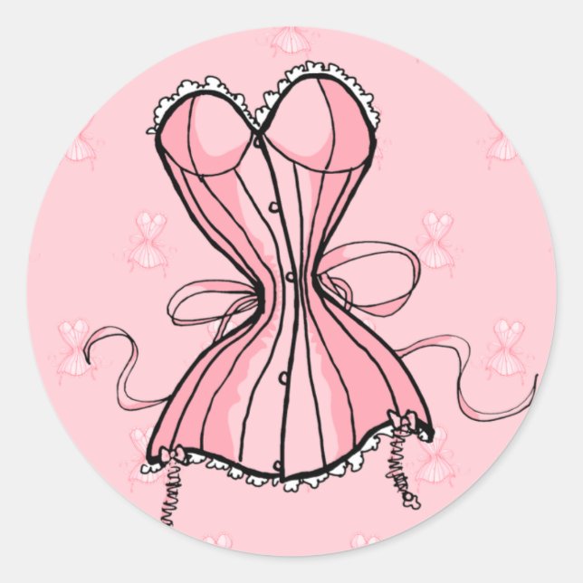 Retro Rosa Corset Runder Aufkleber (Vorderseite)