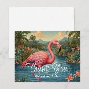 Retro rosa Flamingo Dankeskarte