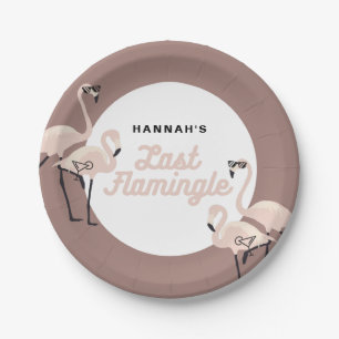 Retro Rosa Flamingo Letzte Hochzeitsdusche Pappteller