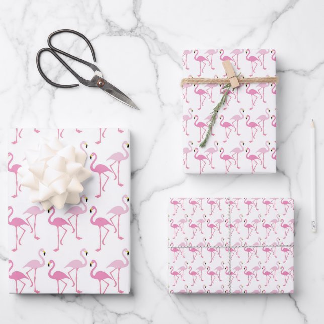 Retro rosa Flamingo-Muster Theme Geschenkpapier Set (Vorderseite)