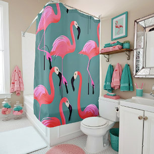 Retro rosa Flamingos Duschvorhang