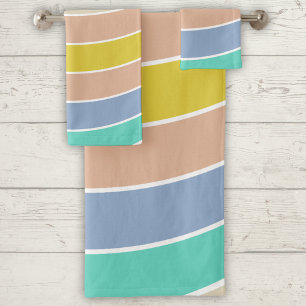 Retro rosa, gelb, aquamarine geometrische Muster H Badhandtuch Set