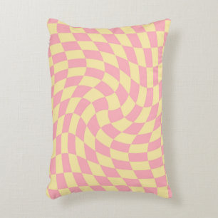 Retro Rosa Gelb Dorm Warmer Karo Checker Dekokissen