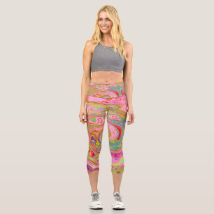Retro Rosa, Gelb und Magenta Abstrakte Kunst, Dich Capri Leggings