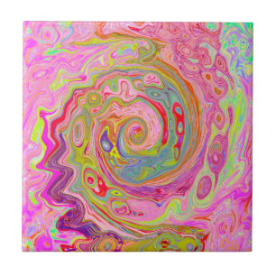 Retro Rosa, Gelb und Magenta Abstrakte Kunst, Dich Fliese