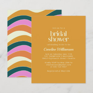 Retro-Rosa-Gelbwavy-Linien-Brautparty