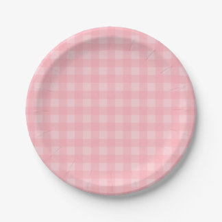 Retro rosa Gingham-karierter Muster-Hintergrund Pappteller