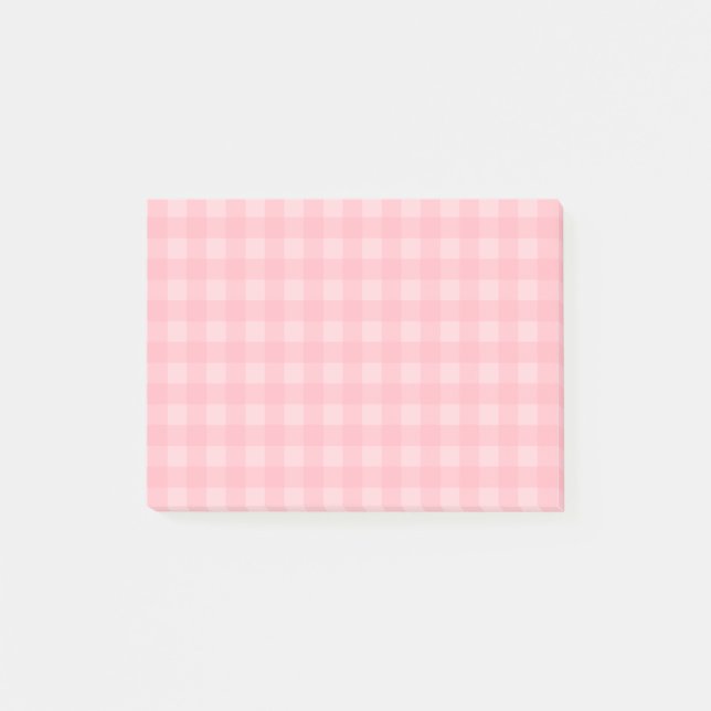 Retro rosa Gingham-karierter Muster-Hintergrund Post-it Klebezettel (Vorderseite)