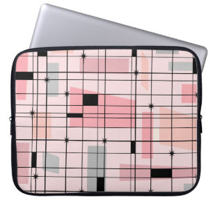 Retro Rosa Gitter und Sternexplosionen Laptop-Sieb Laptopschutzhülle