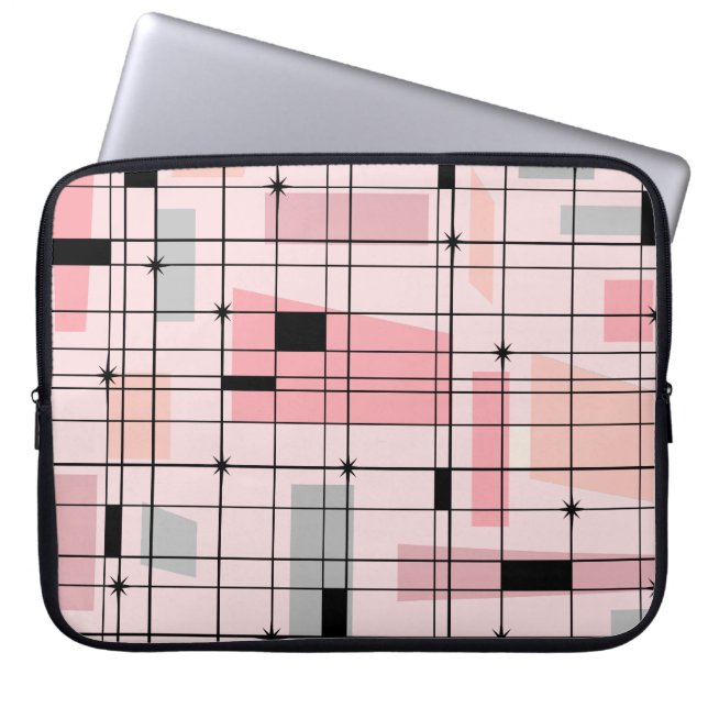 Retro Rosa Gitter und Sternexplosionen Laptop-Sieb Laptopschutzhülle (Vorderseite)