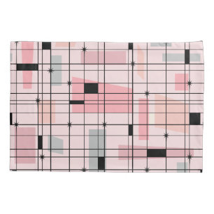 Retro Rosa Gitter und Sternexplosionen Pillowcase Kissenbezug