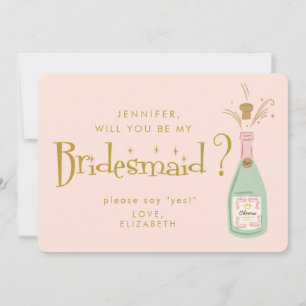 Retro Rosa & Gold Handschrift Brautjungfer Vorschl Einladung