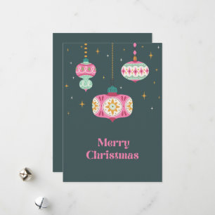Retro-Rosa-Grün-Nicht-Foto-Weihnachtsbaumschmuck Feiertagskarte