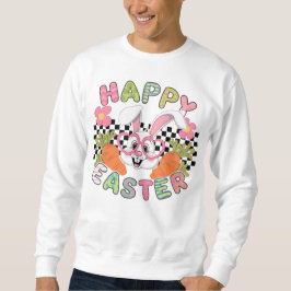 Retro-Rosa-Herzbrille-Osterhase Frohe Ostern Sweatshirt