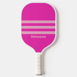 Retro Rosa Himmel Drei quer Streifen mit Namen Pickleball Schläger