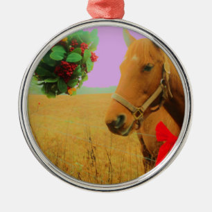 Retro rosa Himmel Weihnachts Pferd Ornament Aus Metall