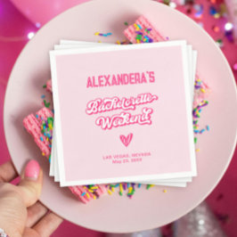 Retro-Rosa-Junggeselinnen-Abschied Serviette