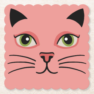 Retro Rosa Katze Untersetzer