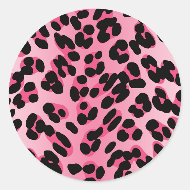 Retro rosa Leopard Print Runder Aufkleber (Vorderseite)