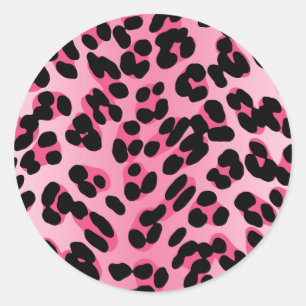 Retro rosa Leopard Print Runder Aufkleber