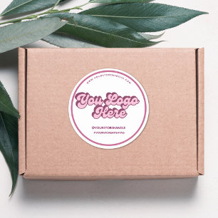Retro-Rosa-Logo und Social Media-Geschäft Runder Aufkleber