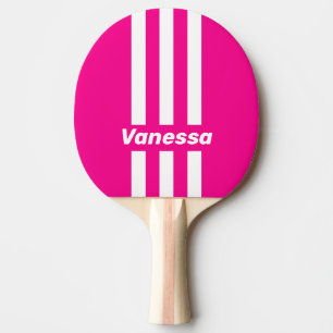 Retro Rosa Lutscher Drei Pin Streifen mit Namen Tischtennis Schläger