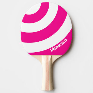Retro Rosa Lutscher Dreier Kreis Streifen mit Name Tischtennis Schläger