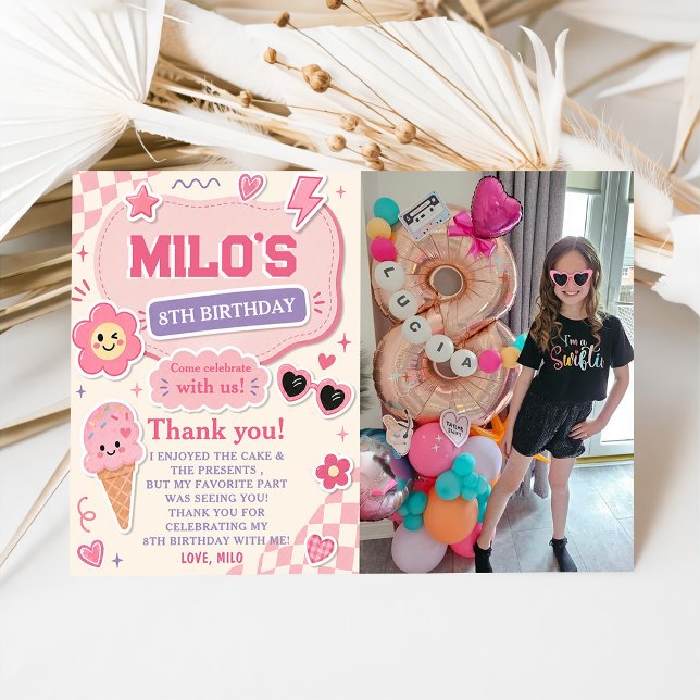 Retro-Rosa Mädchen-Geburtstag Einladung (Von Creator hochgeladen)