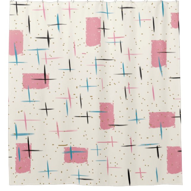 Retro rosa Muster-atomarduschvorhang Duschvorhang (Vorderseite)