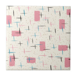 Retro rosa Muster-Keramik-atomarfliese Fliese