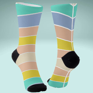 Retro rosa, ockergelb, türkisblau Streifen Socken