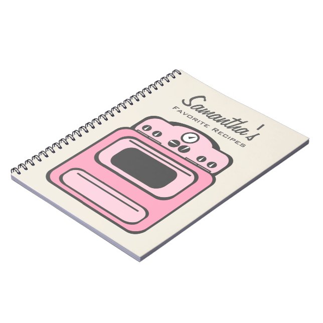 Retro rosa Ofen-Rezept-Notizbuch Notizblock (Linke Seite)