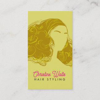 Retro Rosa Olivgrün Haarstyling Flachdesign QR Visitenkarte